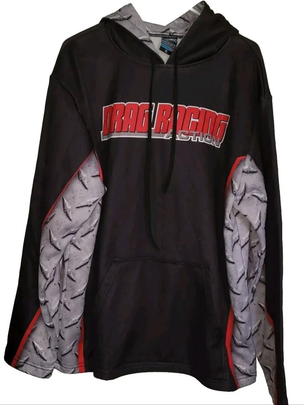 Drag Racing Action Long Sleeve Pullover Hoodie Size XL Advertising Edge Men's
